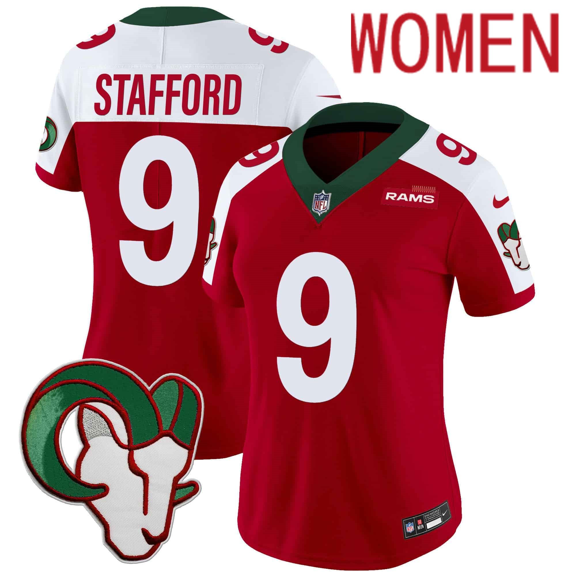 Women Los Angeles Rams #9 Stafford Red 2024 Nike Mexico Vapor Limited NFL Jersey